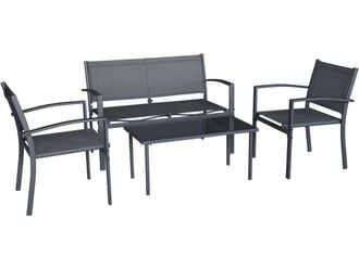 Habitat et Jardin Conjunto De Muebles De Jard&iacute;n De Metal lino Ii - 4 Plazas - Negro