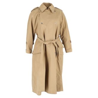 Acne Studios Belted Double-Breasted Coat in Brown Cotton