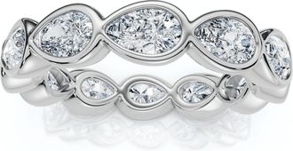 Pompeii3 2Ct Pear Shape Bezel Diamond Eternity Wedding Ring 14k Gold Lab Grown
