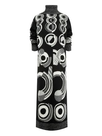 Libertine - Libertine Sonia turtleneck patterned midi dress - Black