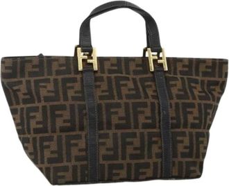 Fendi Pre-owned Tote Bags, female, Brown, Size: ONE SIZE Pre-owned Zucca Canvas Hand Bag