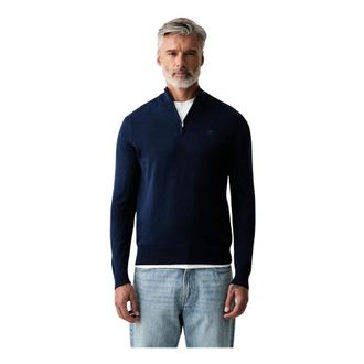 Hackett Quarter-Zip Katoenen Trui - Heren - Truien - Blauw - Maat: 2XL Katoen
