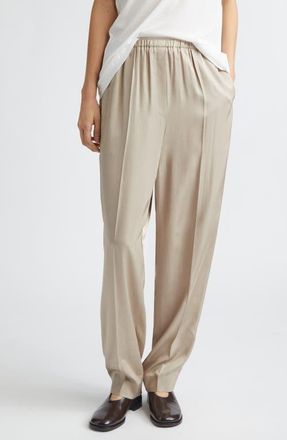 Gia Studios Anne Satin Cocoon Trousers in Beige at Nordstrom, Size 10 Us