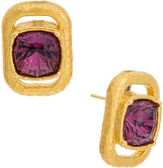 Oscar De La Renta Rectangle Stud Crystal Earrings