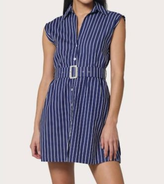 Lusana Kelly Mini Dress In Indigo Stripe