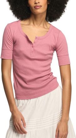 Lucky Brand Rib Henley Top in Mesa Rose at Nordstrom, Size Xx-Large