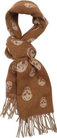 Alexander McQueen Sciarpa con frange e stampa teschio - Toni neutri
