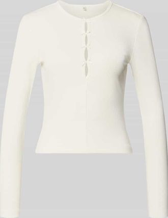 Only Slim Fit Langarmshirt aus Baumwoll-Mix Modell FEMKE in Weiss, Gr&ouml;&szlig;e XL