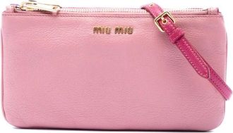 Miu Miu Pre-owned Miu Miu Bicolor Goatskin Madras Double Zip Crossbody Ladies Q6MORS8U5AEBF7TW