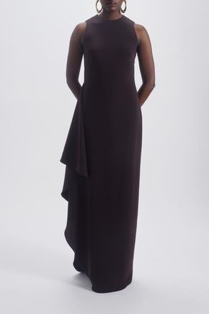 Amsale Jewel Neck Drape Dress in Raisin at Nordstrom, Size 12