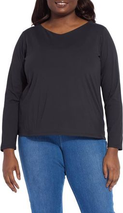 Lyss&eacute; ntial V-Neck Long Sleeve Top in Black at Nordstrom, Size 3 X
