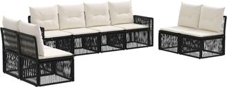 vidaXL Conjunto De Sof&aacute;s De Jard&iacute;n 8 Uds. Negro Y Blanco Crema Vidaxl