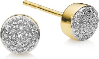 Monica Vinader Gold Fiji Mini Button Stud Earrings Diamond
