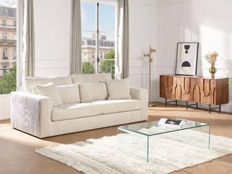Vente-Unique Curved Tempered Glass Coffee Table - ALONZO in Clear