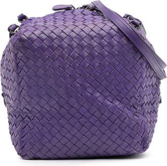 Bottega Veneta Womens Pre-owned Nappa Intrecciato Cube Crossbody - Purple Leather - One Size