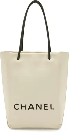 Chanel Black White Yellow Leather Handbag Tote Bag (Pre-Owned)