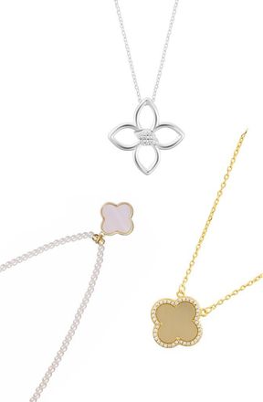 Adornia Set of 3 Assorted Clover Pendant Necklaces in Gold/Silver at Nordstrom Rack