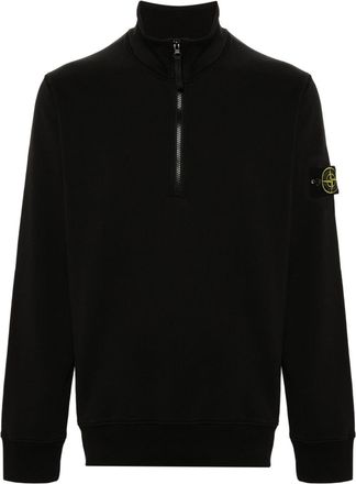 Stone Island Compass-patch zip-up sweatshirt - men - Organic Cotton - XXXL - Black