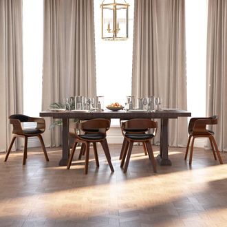 vidaXL Vidaxl - Sillas De Comedor 6 Uds Madera Curvada Y Cuero Sint&eacute;tico Negro