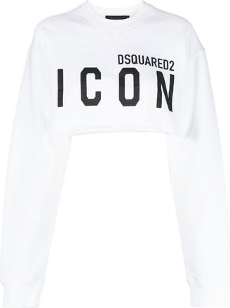 Dsquared2 Icon-print detail sweatshirt - women - Cotton - S - White