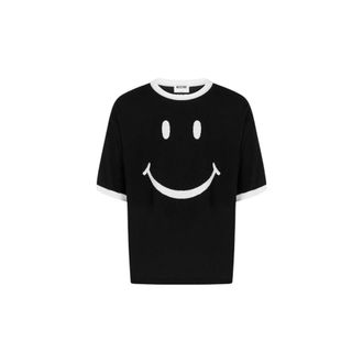 Moschino Smiley Extra-Fine Merino Wool Jumper - male - Moschino - Round-neck Knitwear - Black - 2XL - Knitwear