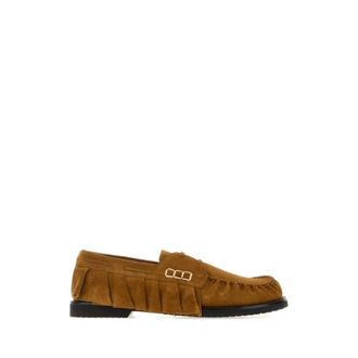J.W.Anderson Loafer Ruffle Suede Boat Shoes - male - JW Anderson - Loafers - Brown - 10 UK - Shoes