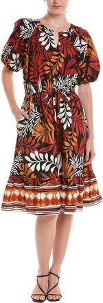 Jones New York Petite Tiered Puff Sleeve V-Neck Dress