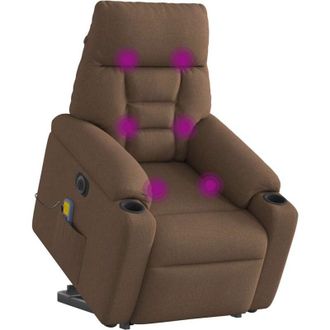 vidaXL Vidaxl - Sill&oacute;n De Masaje El&eacute;ctrico Reclinable Elevable Tela Marr&oacute;n