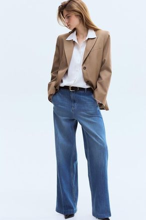 H&M Straight High Jeans in Denim Blue at Nordstrom, Size 12