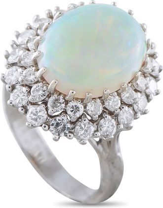 Luxury Bazaar 14K White Gold 1.50ct Diamond and Opal Ring MF04-050526