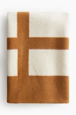 H&M Decke aus Wollmischung - Braun/Colourblocking