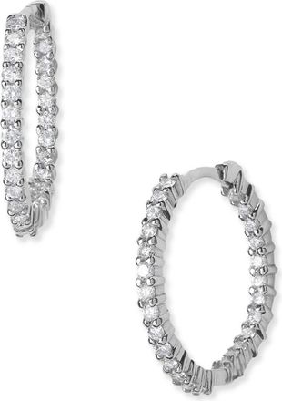 Roberto Coin Diamond Hoop Earrings in D1.00Ghsi 18Kwg at Nordstrom