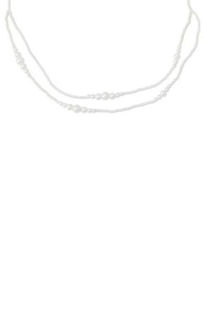 AllSaints Faux Pearl Layered Necklace in Gold/Pearl at Nordstrom