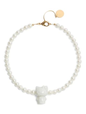Andres Gallardo Hello Kitty necklace - unisex - Porcelain/18kt Gold Plated Brass/Pearl - One Size - AS IS