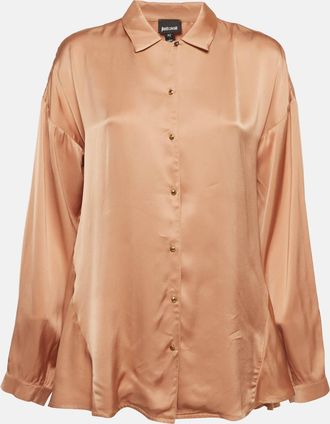Just Cavalli Beige Satin Button Front Shirt
