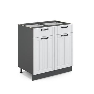 Vicco Mueble Bajo De Cocina Fame-line, Blanco Casa De Campo, 80 Cm Sin Encimera Vicco
