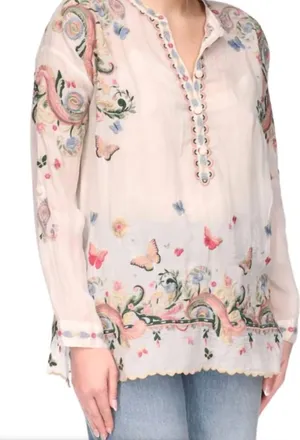 Johnny Was Sami Embroidered Tunic Top In Puglia
