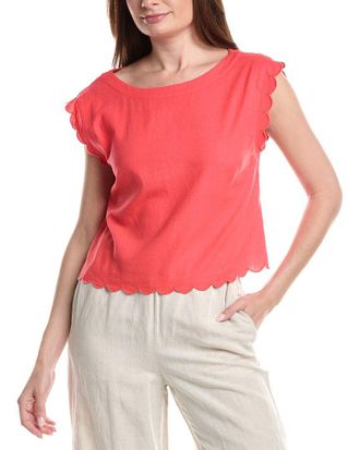 Ellen Tracy Scalloped Trim Top