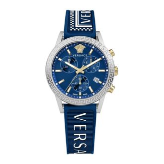 Versace Sport Tech Chronograaf Rubberen Horloge Blauw - Dames - Horloges - Blauw - ONE Size - Accessoires