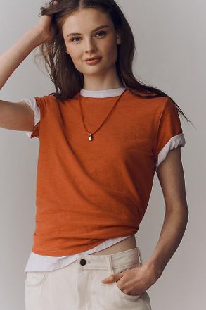 Pilcro Bennie Cotton Slim Crew Neck Tee