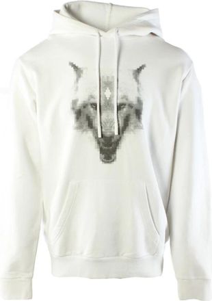 Marcelo Burlon Cross Wolf Regular Hoodie - Heren - Hoodies - Wit - L - Wol - Hoodies & sweatvesten