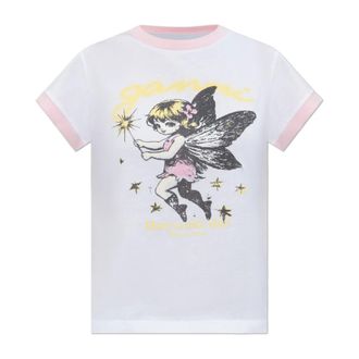 Ganni T-Shirts, female, White, Size: 2XS T-shirt with print