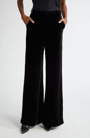 L'agence Pilar Wide Leg Velvet Pants in Black at Nordstrom Rack, Size 8