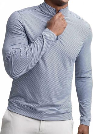 Southern Tide Cruiser Micro Stripe Quarter Zip Top In Heather Navy