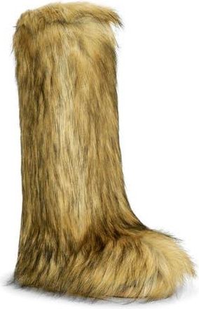 Azalea Wang Fayes Faux Fur Platform Boot in Brown Multi at Nordstrom Rack, Size 10