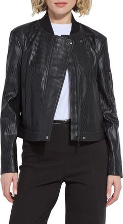 Lyssé Millicent Perforated Faux Leather Bomber Jacket in Black at Nordstrom, Size X-Large