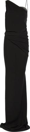 AARON ESH 5 One Shoulder Silk-chiffon Maxi Dress - Black - 10 (UK10 / S)