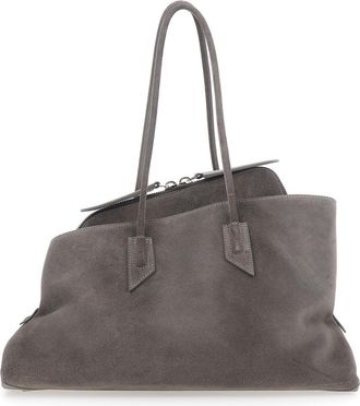 The Attico Womens Shoulder Bag La Passeggiata Grey Suede