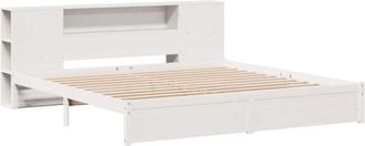 vidaXL Bookcase Bed without Mattress White 200x200cm Solid Wood Pine Vidaxl