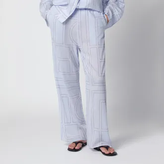 Toteme Monogram pajama trousers in light blue cotton blend